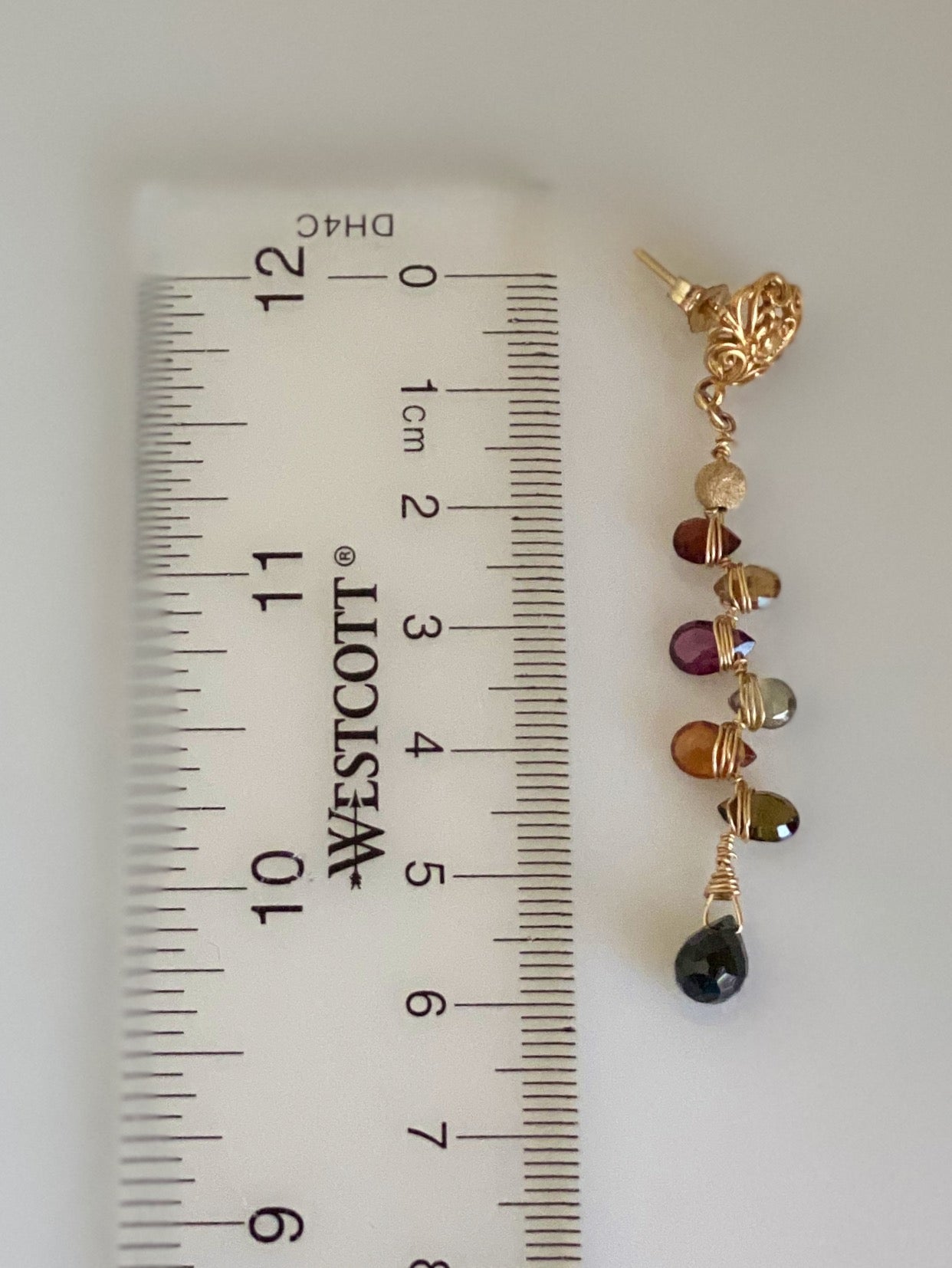 Vermeil sapphire multicolored medium Gold gemstone Earrings dangle Black