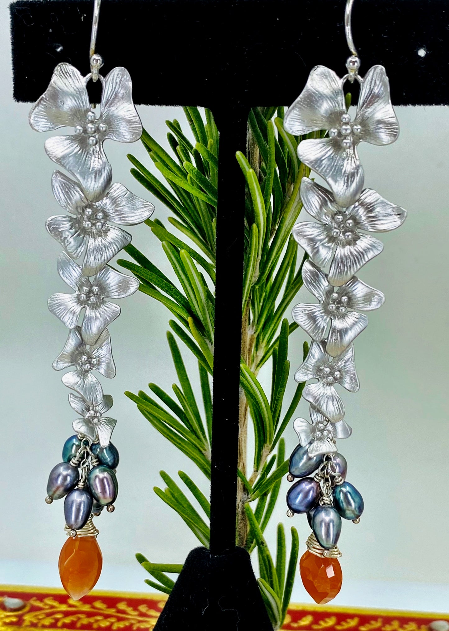 fashion modern trendy moonstone peach peacock pearl black pearl Pearl Silver