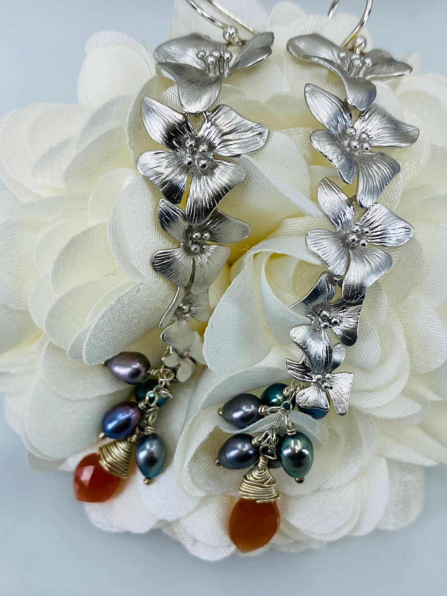 fashion modern trendy moonstone peach peacock pearl black pearl Pearl Silver