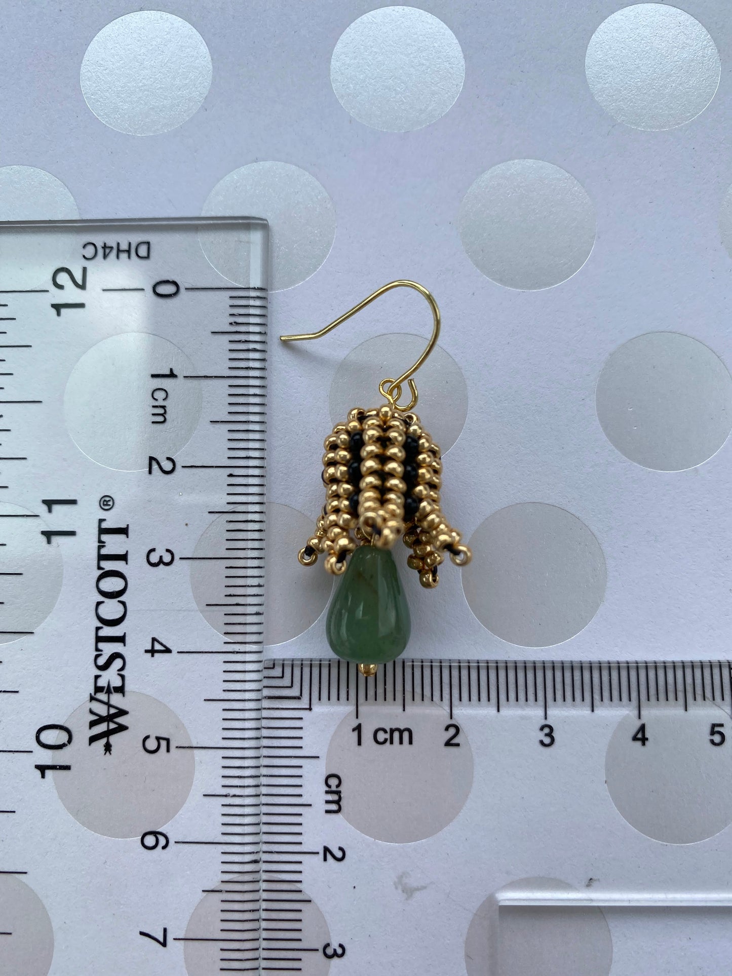 Earrings jade gemstone Gold Green