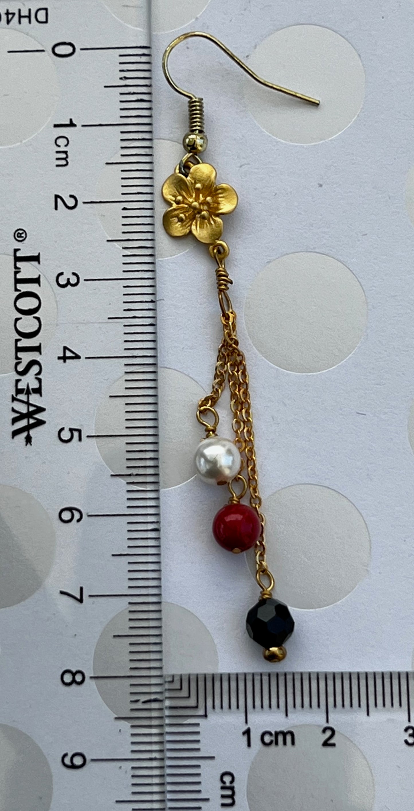 gemstone Earrings chic modern Coral Black Spinel Pearl Gold