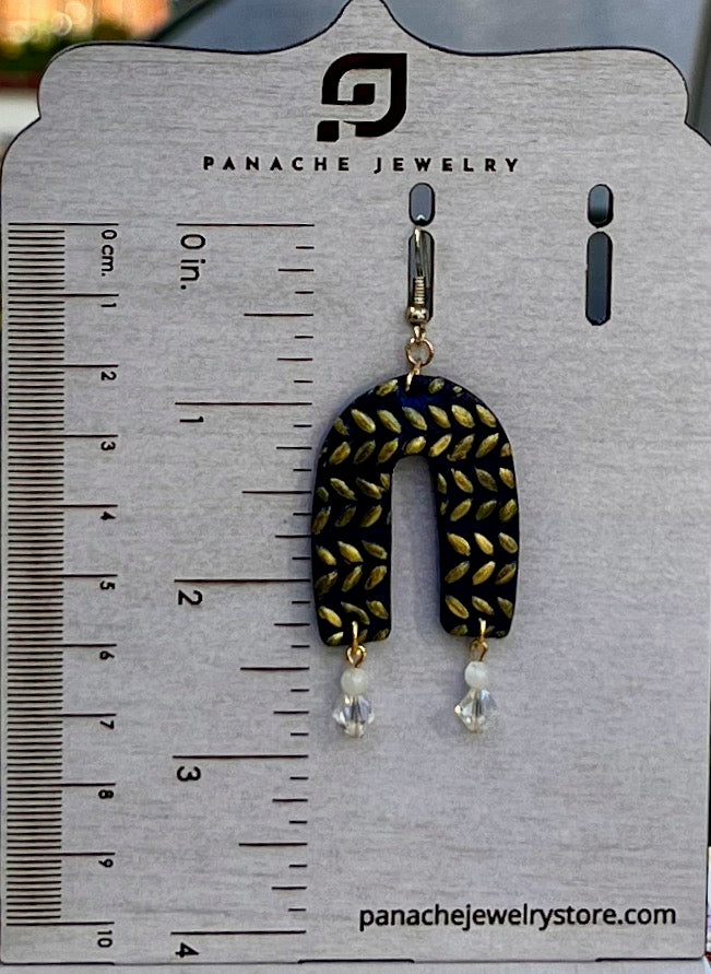dangle Crystal White long lightweight Gold Earrings clay Blue