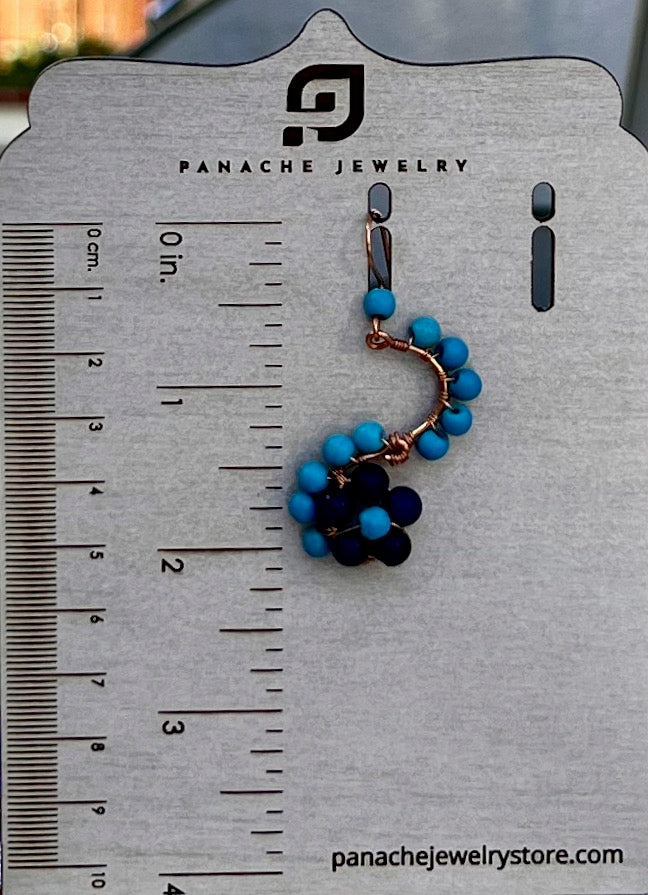 gemstone quartz cobalt Turquoise medium Earrings dangle copper Blue