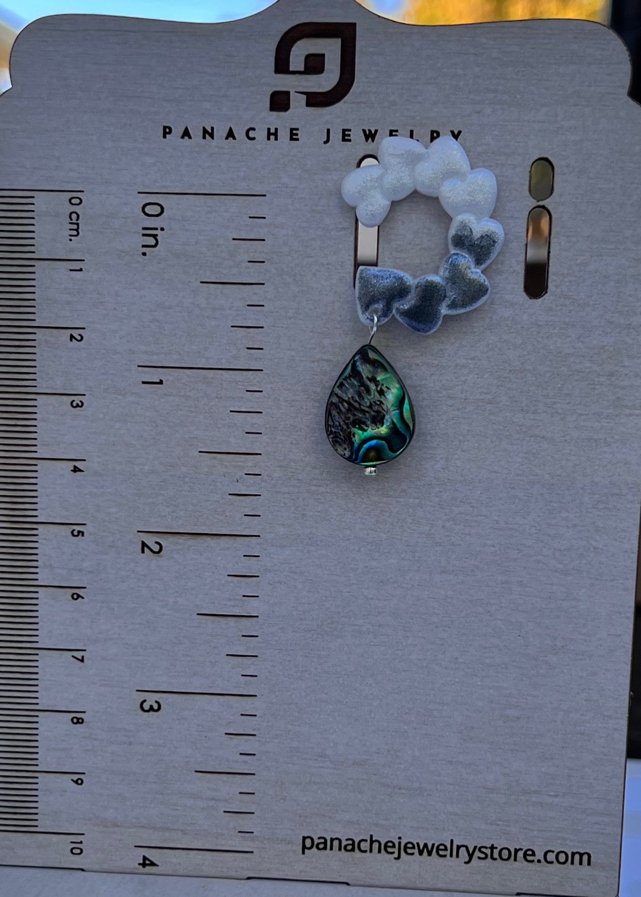 grey gray abalone White plated medium Gold gemstone Earrings dangle clay
