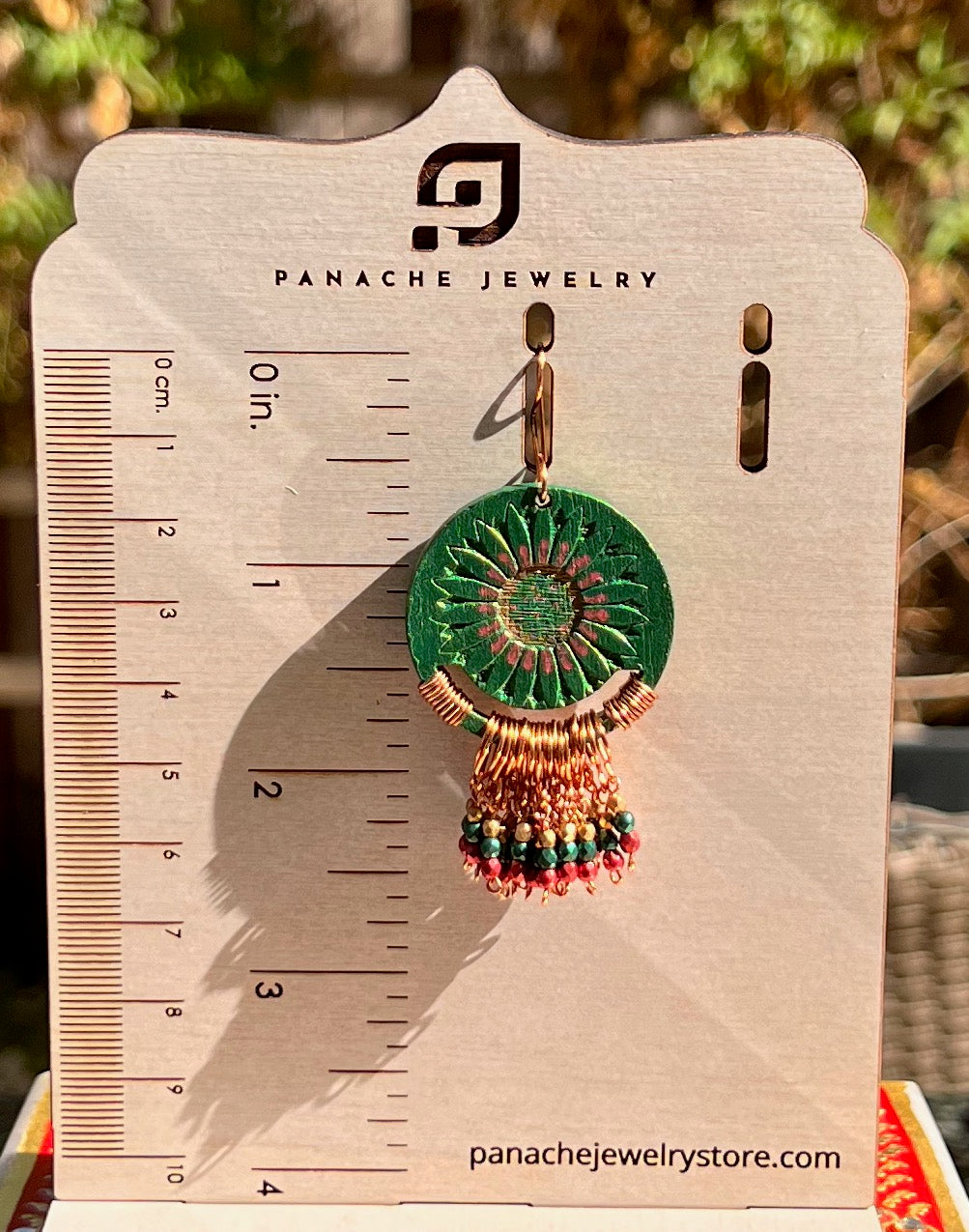 Gold Red Green boho long lightweight glass fashion Everyday Earrings copper Chandelier