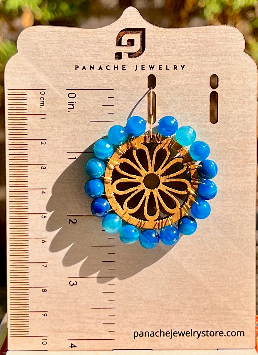 fashion gemstone long Chandelier statement Gold Turquoise plated Earrings Blue