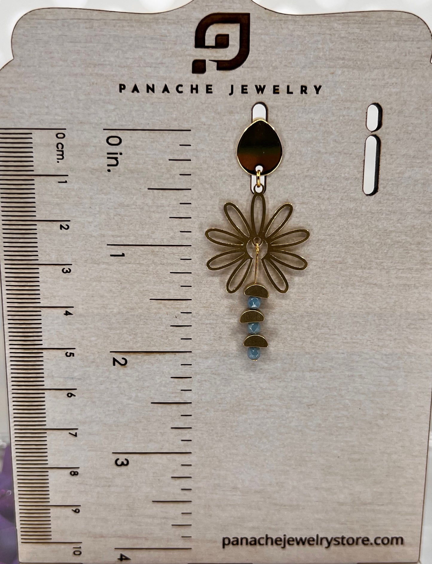 Gold Filled medium lightweight Gold Earrings Brass Blue