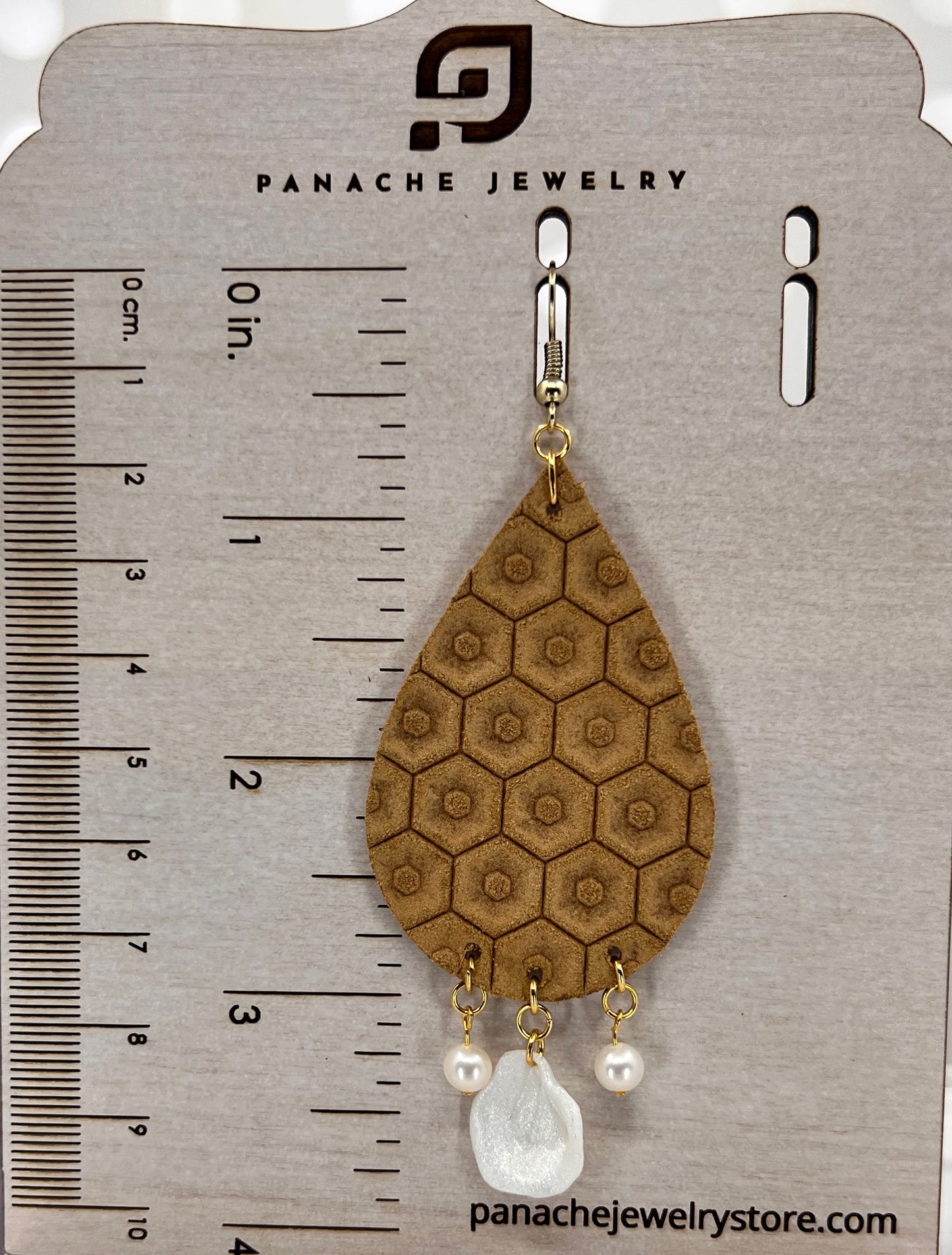 clay White Pearl long lightweight gemstone fashion Everyday Earrings dangle copper brown