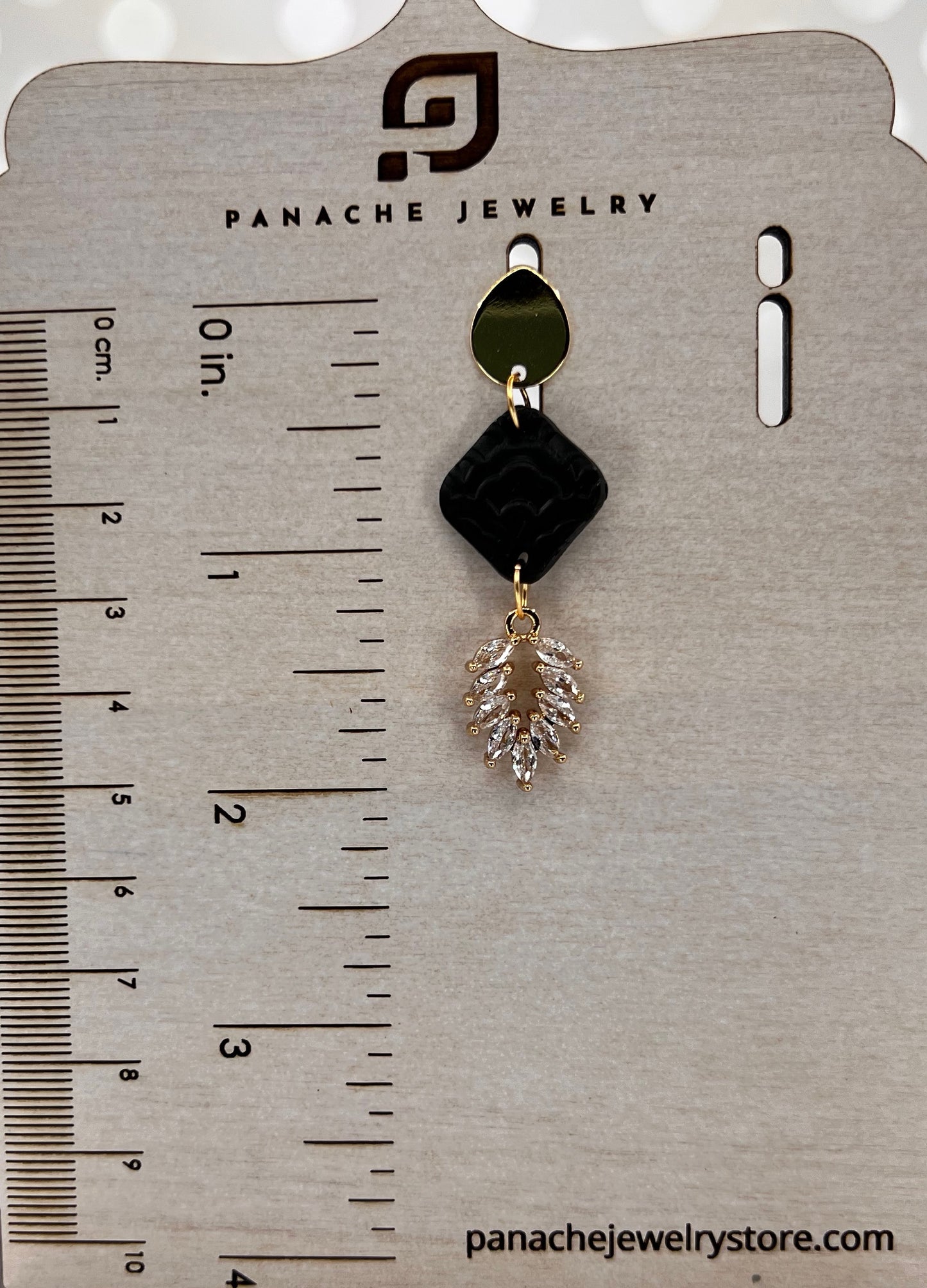 cubic zirconium plated medium lightweight Gold Earrings clay Black
