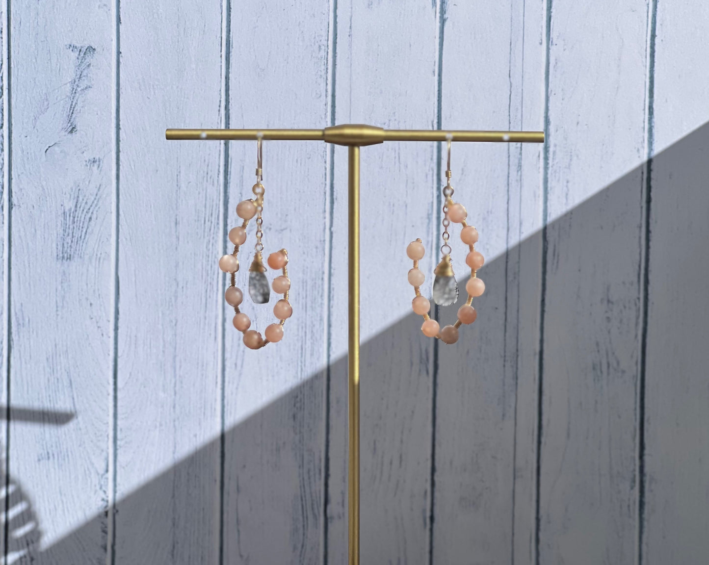 rutile quartz Semiprecious quartz Pink medium Gold Filled Gold gemstone Earrings dangle