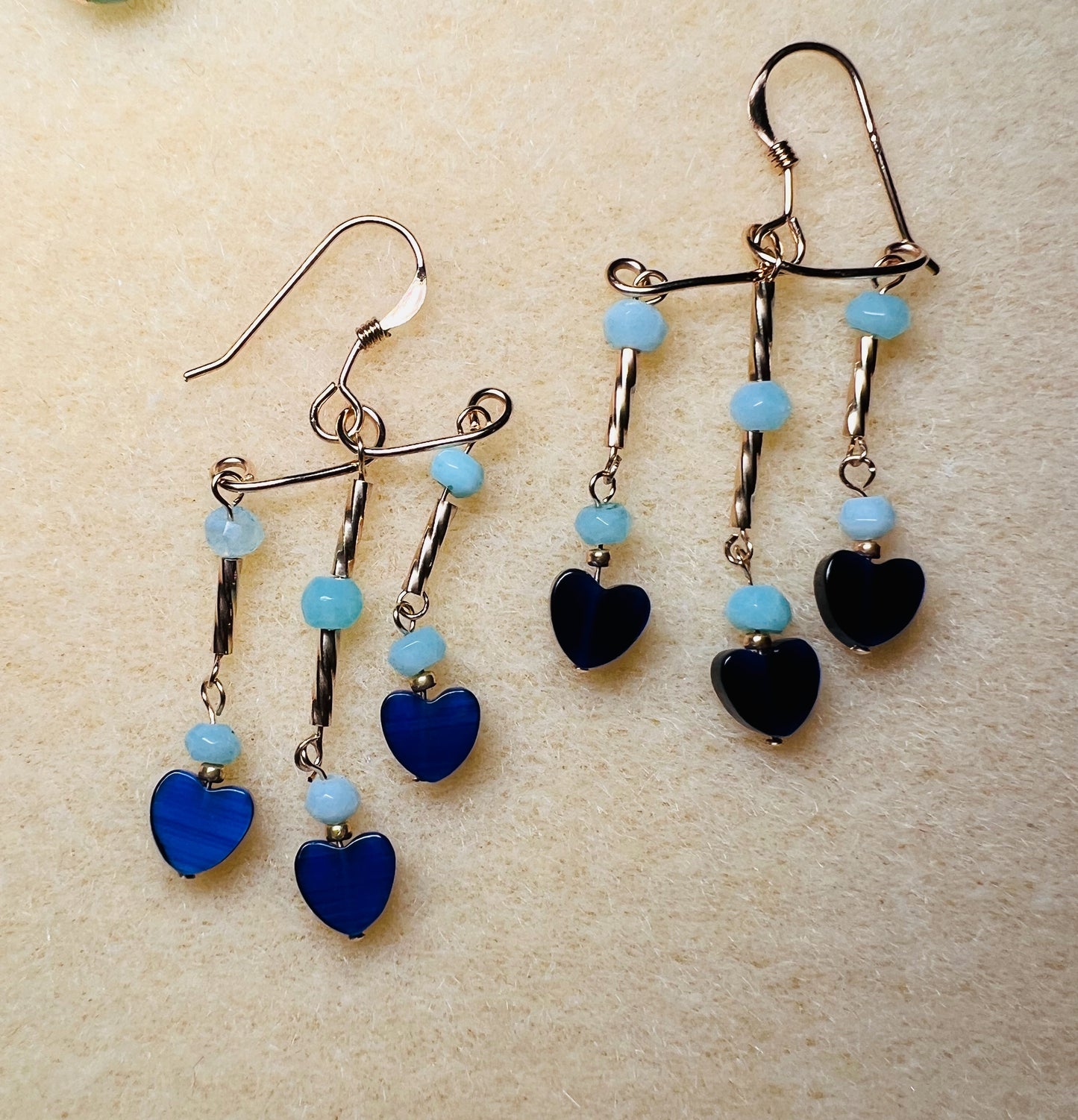 cats eye amazonite Semiprecious medium Gold Filled Gold gemstone Earrings dangle Blue