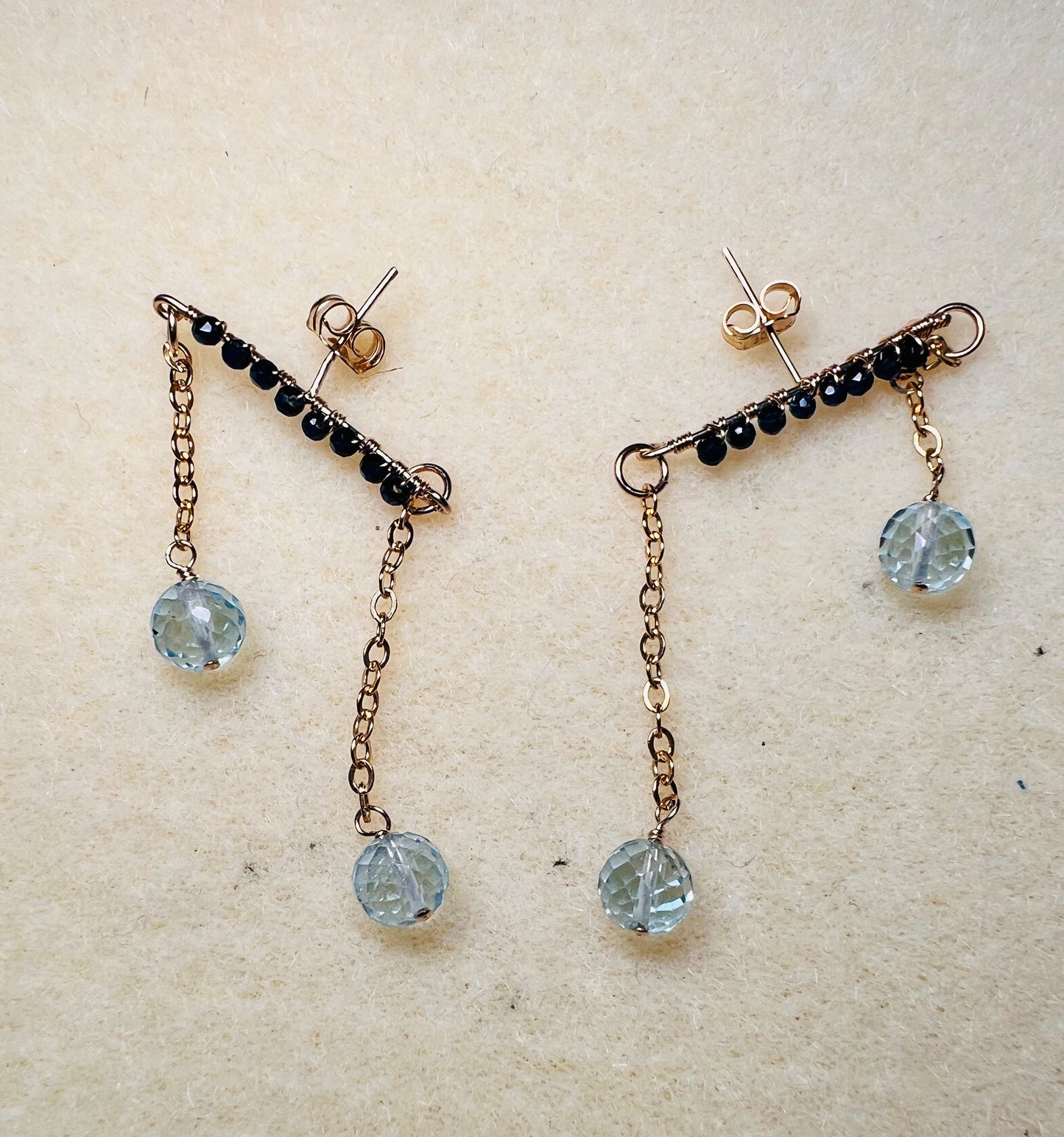 spinel Topaz dangle Semiprecious medium Gold Filled Gold gemstone Earrings Blue