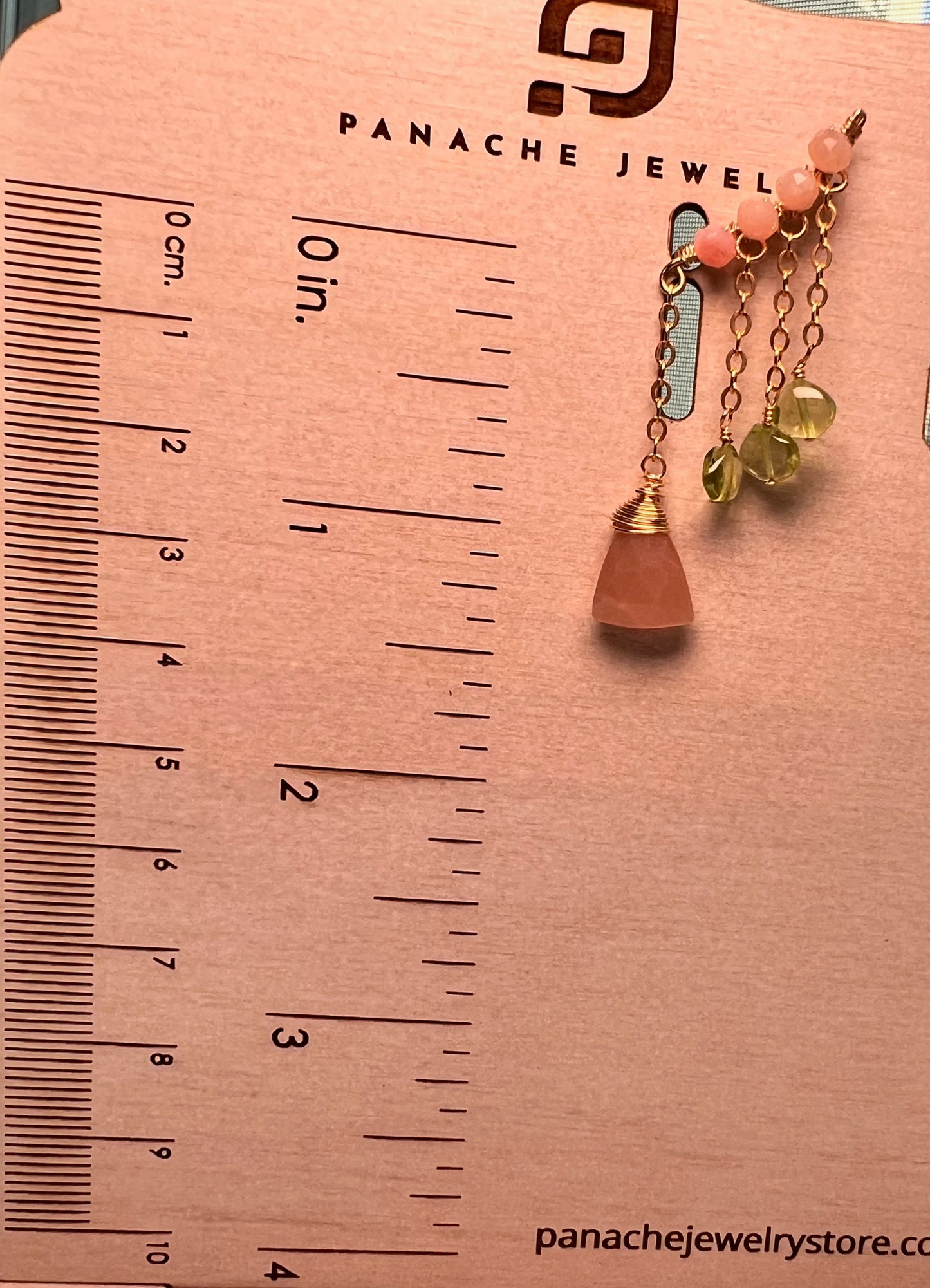 moonstone peridot climber peach Green Semiprecious medium Gold Filled Gold gemstone Earrings