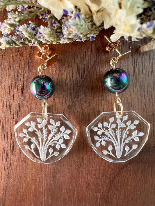 Crystal medium Semiprecious Pearl Green Gold Filled Gold gemstone Earrings drop