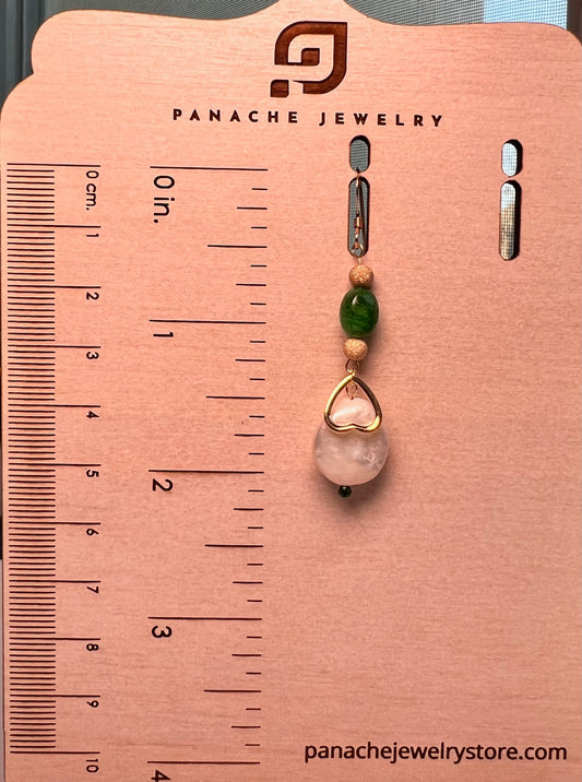 long Semiprecious Pearl Green Gold Filled Gold gemstone emerald Earrings drop