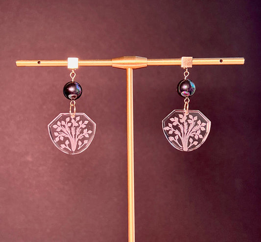 Crystal medium Semiprecious Pearl Green Gold Filled Gold gemstone Earrings drop