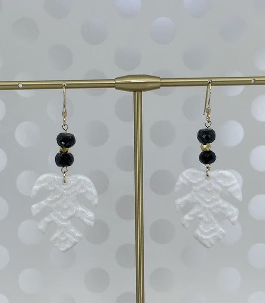 modern style fashion lightweight long dangle gemstone clay Gold Filled Gold Black Spinel Black White