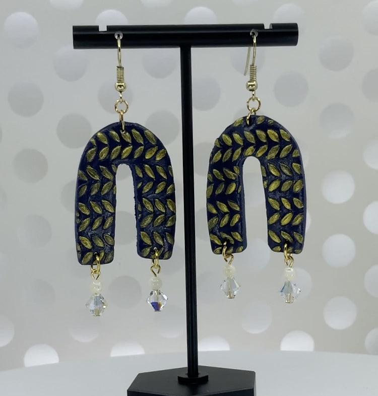 dangle  Crystal  White  long  lightweight  Gold  Earrings  clay  Blue