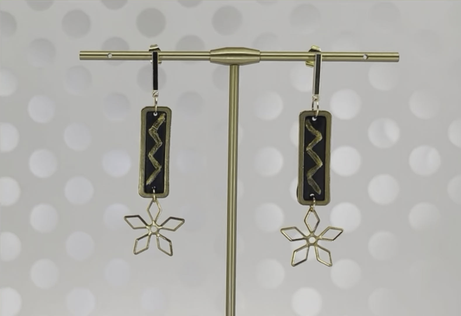 long  Gold  lightweight  fashion  Everyday  Earrings  clay  Brass  Black