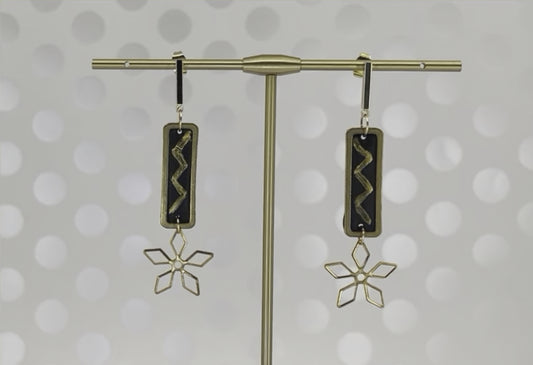 long Gold lightweight fashion Everyday Earrings clay Brass Black
