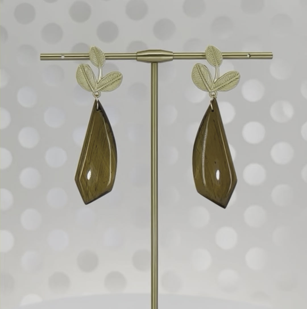 tigereye  Gold Filled  long  Gold  gemstone  fashion  Earrings  dangle