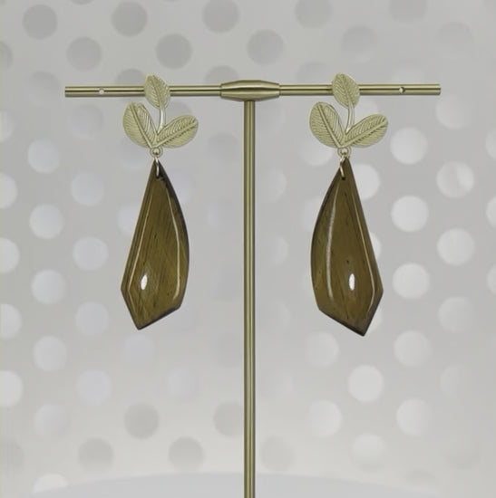 tigereye  Gold Filled  long  Gold  gemstone  fashion  Earrings  dangle