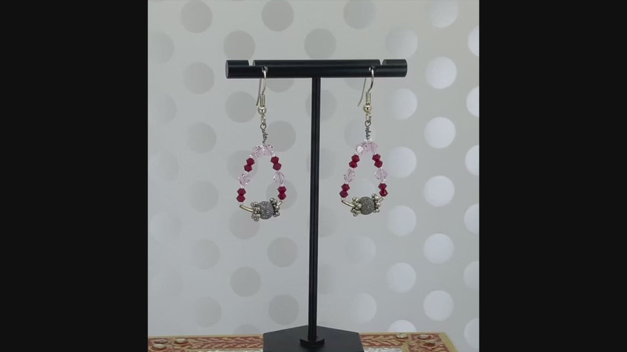 drop  lightweight  modern  trendy  chic  Silver  Crystal  austrian  Pink  Red