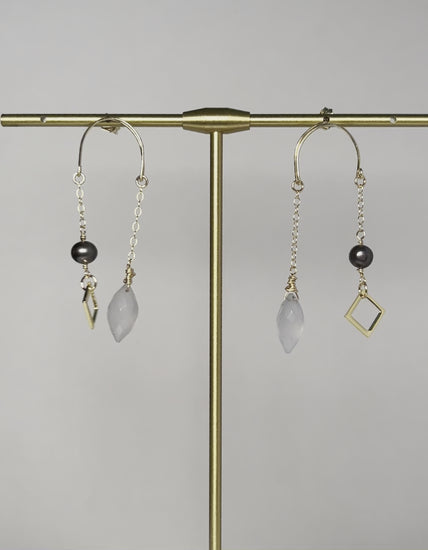 Pearl  black pearl  Black  drop  Semiprecious  medium  Gold Filled  Gold  gemstone  Earrings  chalcedony  Blue