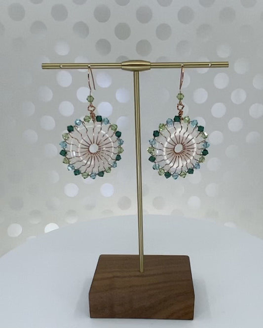 aqua Green Blue Chandelier Crystal austrian White long jade gemstone Earrings copper