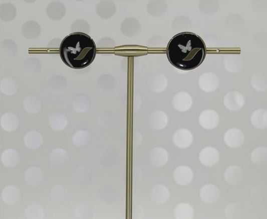 White Black Brass clay stud short lightweight fashion Everyday Earrings