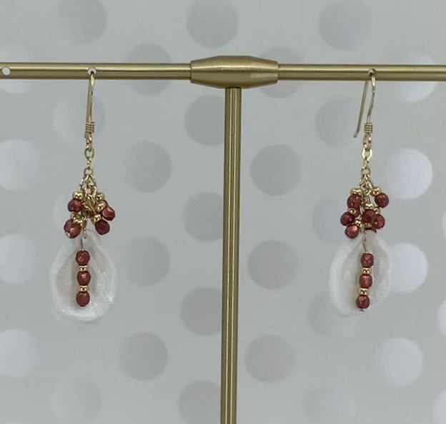 medium  dangle  lightweight  fashion  glass  Red  White  Gold Filled  Gold  Earrings