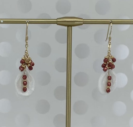 medium  dangle  lightweight  fashion  glass  Red  White  Gold Filled  Gold  Earrings