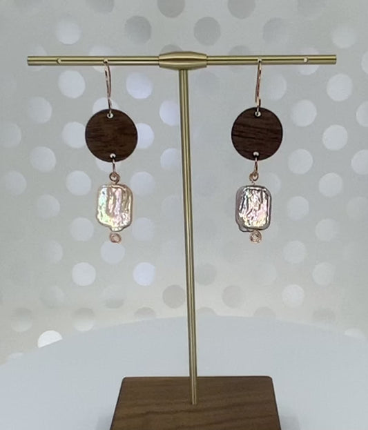 copper  plated  Pearl  long  lightweight  gemstone  fashion  Everyday  Earrings  dangle  brown