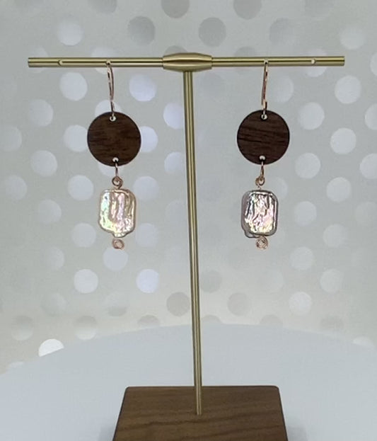 copper plated Pearl long lightweight gemstone fashion Everyday Earrings dangle brown