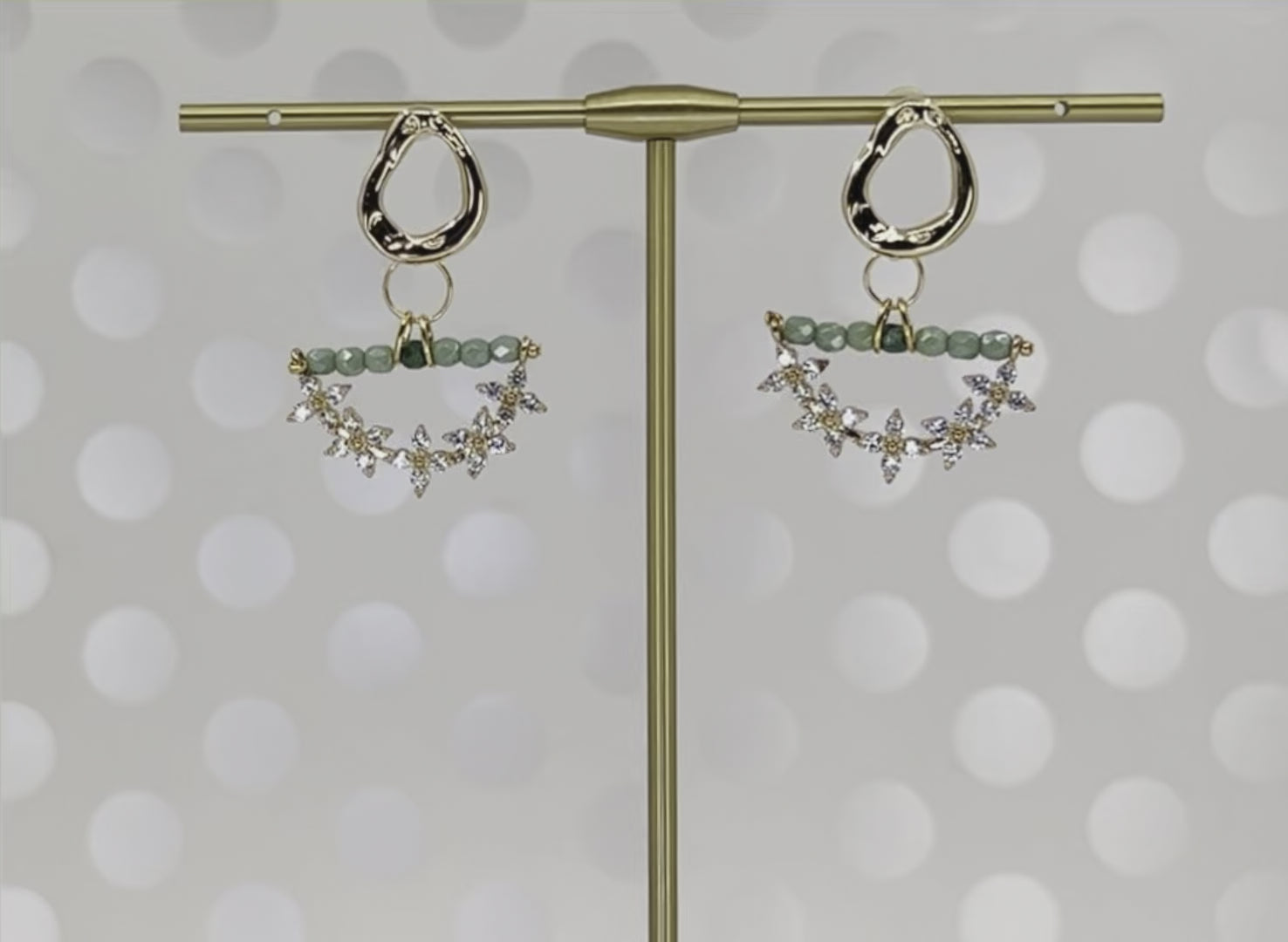 Green  short  medium  lightweight  Gold Filled  Gold  Earrings  cubic zirconium