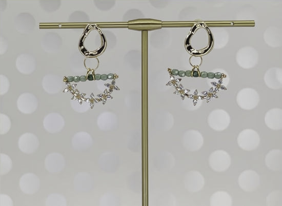 Green  short  medium  lightweight  Gold Filled  Gold  Earrings  cubic zirconium