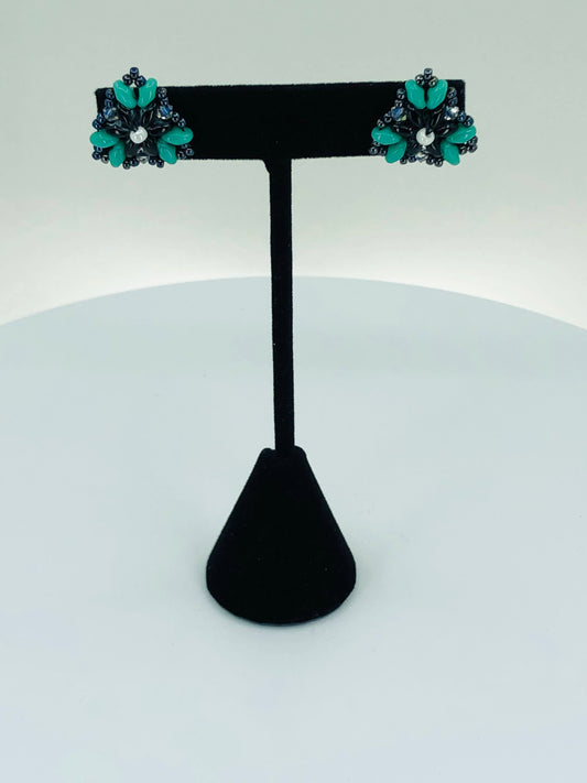 Turquoise stud plated modern fashion contemporary Black