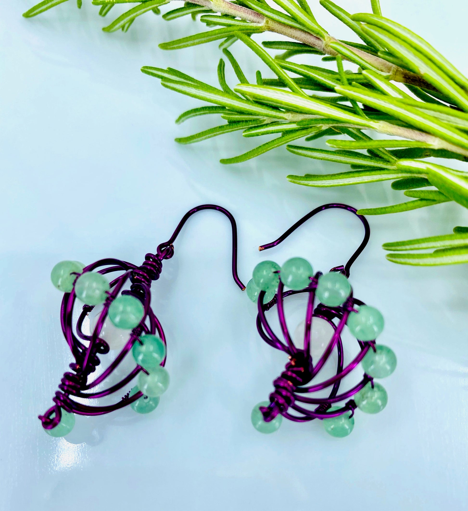 conch  trendy  unique  modern  fashion  Earrings  aventurine  Green  Purple