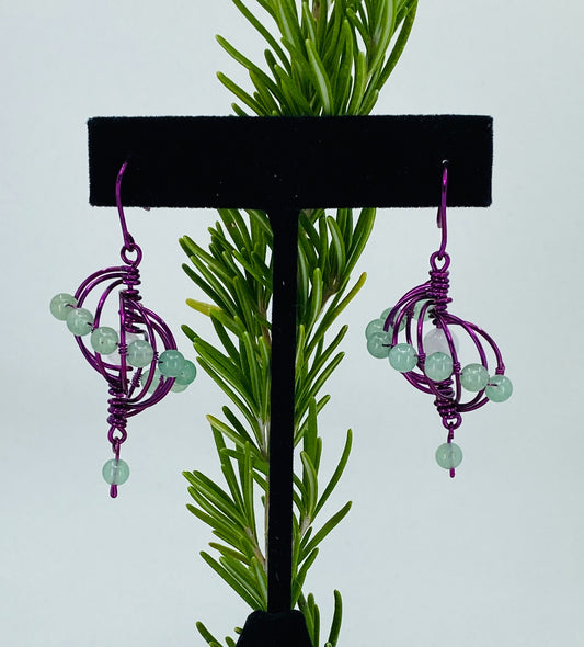 conch trendy unique modern fashion Earrings aventurine Green Purple