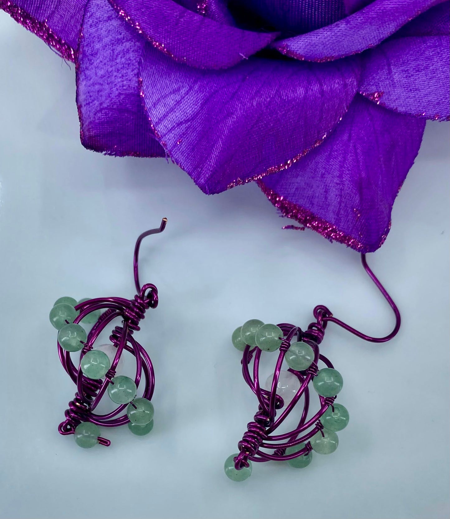 conch  trendy  unique  modern  fashion  Earrings  aventurine  Green  Purple