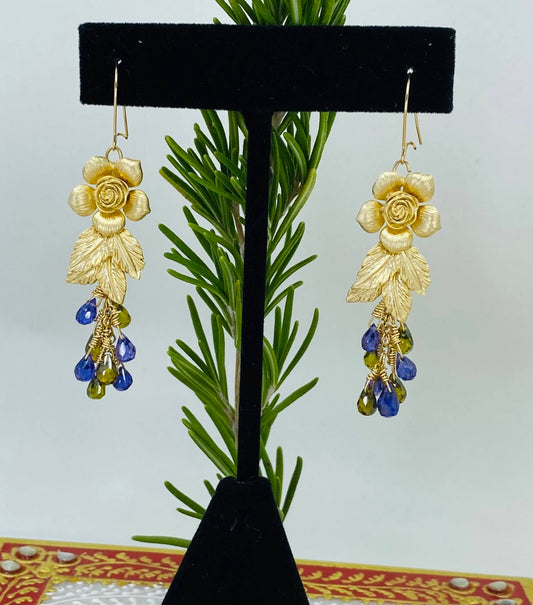 modern fashion trendy cubic zirconium Earrings olive Green Purple Gold