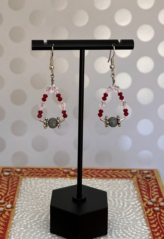 drop lightweight modern trendy chic Silver Crystal austrian Pink Red