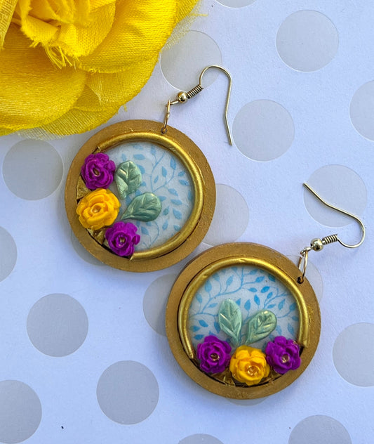 long yellow wood White lightweight Green Gold fuschia Earrings clay Chandelier Blue