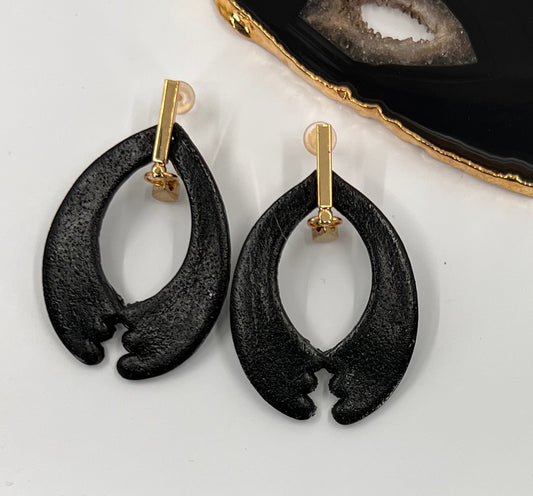 short  lightweight  Gold  fashion  Everyday  Earrings  clay  Brass  Black