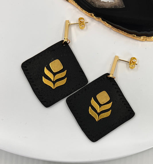 Brass Gold Filled White medium lightweight Gold Earrings clay Blue Black