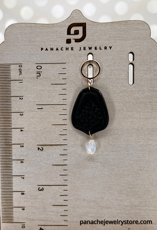 swarovski White plated medium lightweight Gold Earrings clay Blue Black