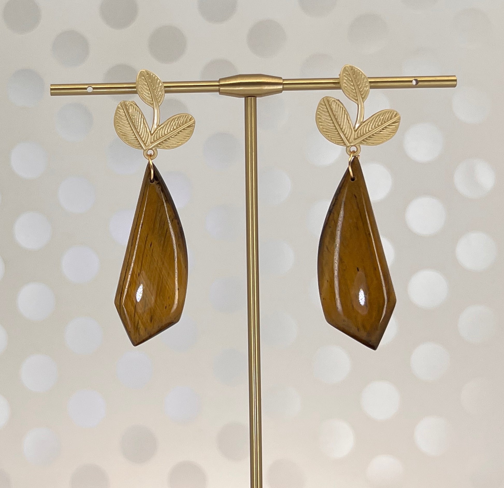 tigereye  Gold Filled  long  Gold  gemstone  fashion  Earrings  dangle