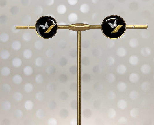 White Black Brass clay stud short lightweight fashion Everyday Earrings