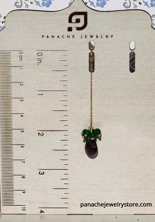 chocolate Green long Semiprecious moonstone Gold Filled Gold gemstone Earrings dangle coffee