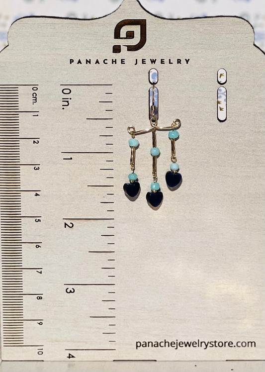 cats eye amazonite Semiprecious medium Gold Filled Gold gemstone Earrings dangle Blue